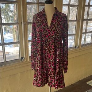 SHEIN Pink and Black Animal Print Dress